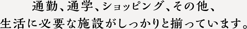 通勤、通学、ショッピング、その他、生活に必要な施設がしっかりと揃っています。