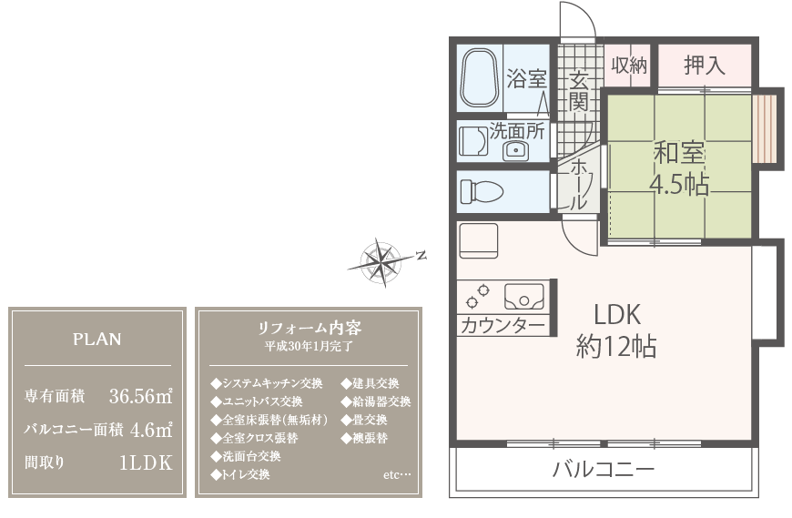 鎌倉市腰越リフォームマンションの間取図＆設備