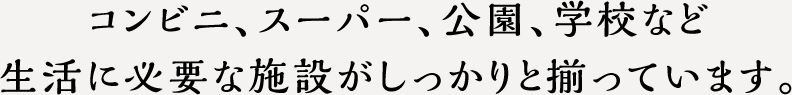 通勤、通学、ショッピング、その他、生活に必要な施設がしっかりと揃っています。