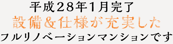 平成27年5月完了設備＆仕様が充実したフルリノベーションマンションです